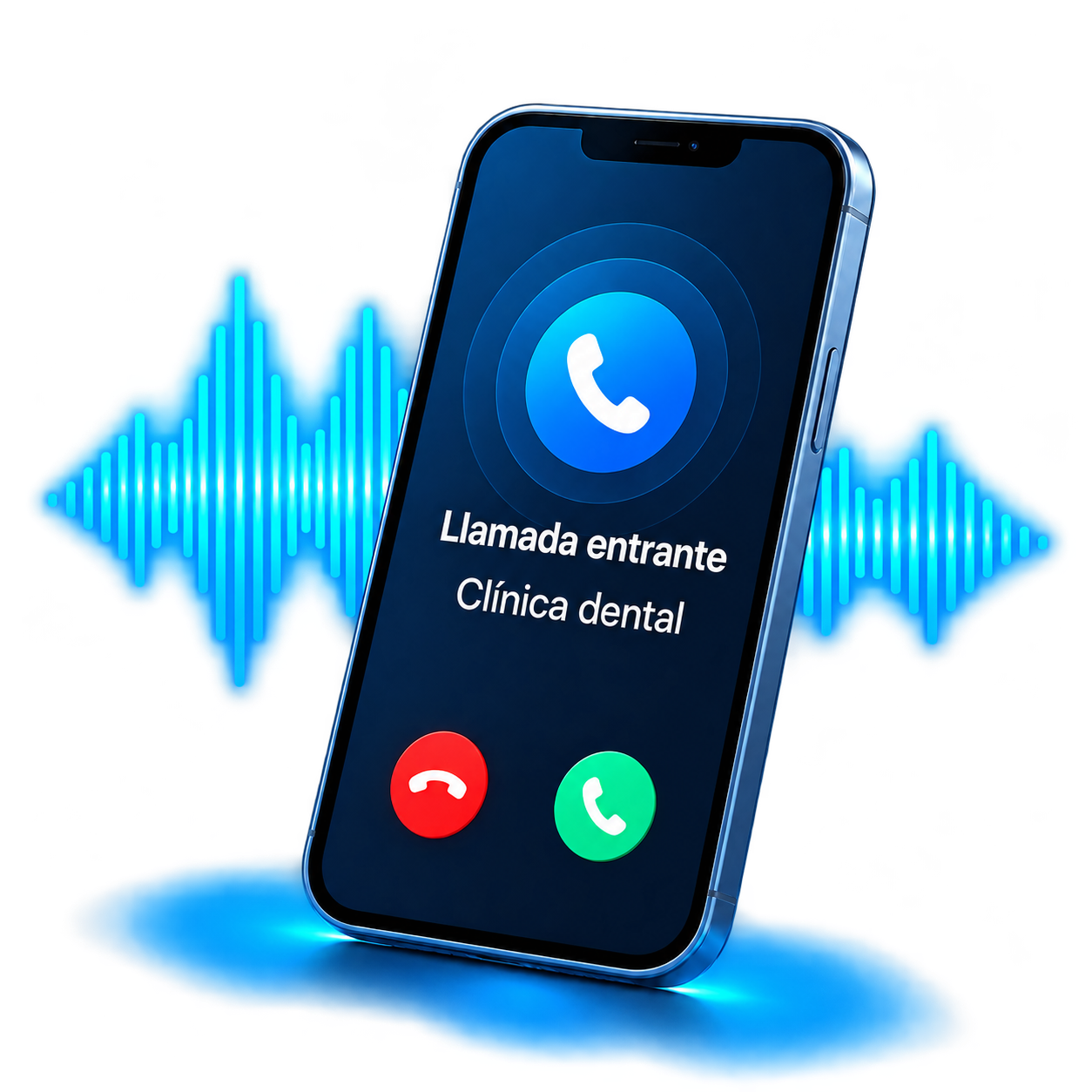 Teléfono con una llamada entrante y señal de voz