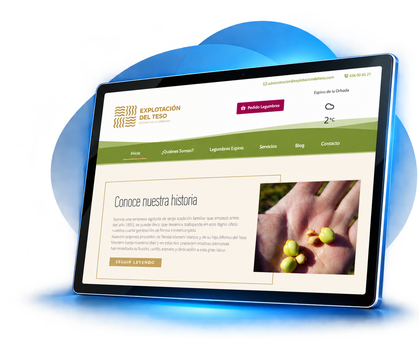 Diseño web de Explotación del Teso en una tablet